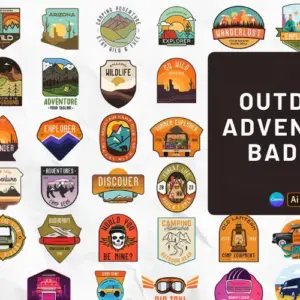 45 Outdoor Adventure Badges | Extended Commercial License
