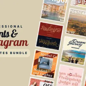 Professional Fonts And Instagram Templates Bundle | Extended Commercial License