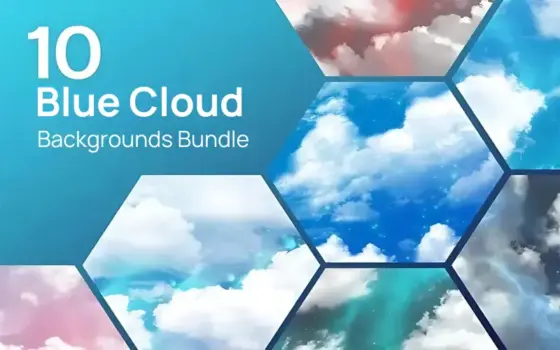 10 Blue Cloud Backgrounds — Extended License
