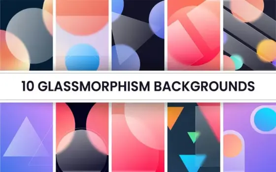 10 Glassmorphism Backgrounds Design Bundle