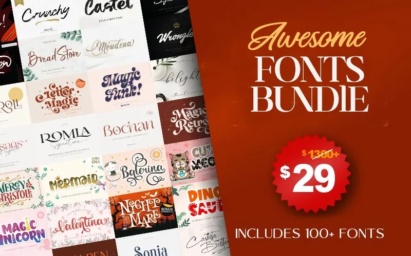 100+ Awesome Fonts — Extended License