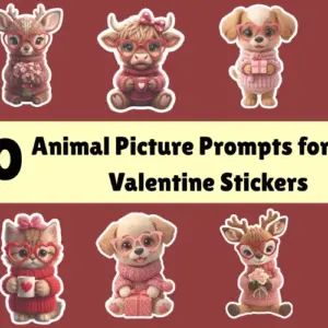 100 Cute Valentine Animal Sticker Prompts (Commercial)