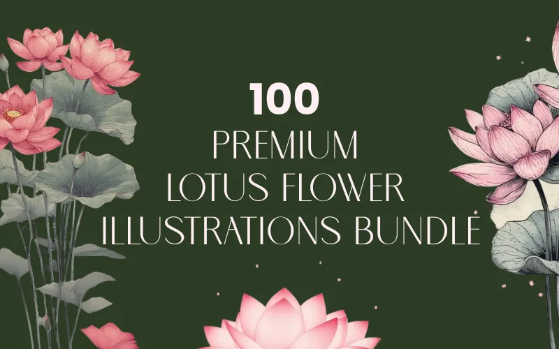 100 Lotus Flower Illustrations — Extended License