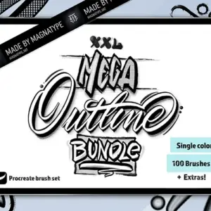 100 Outline Brushes for Procreate