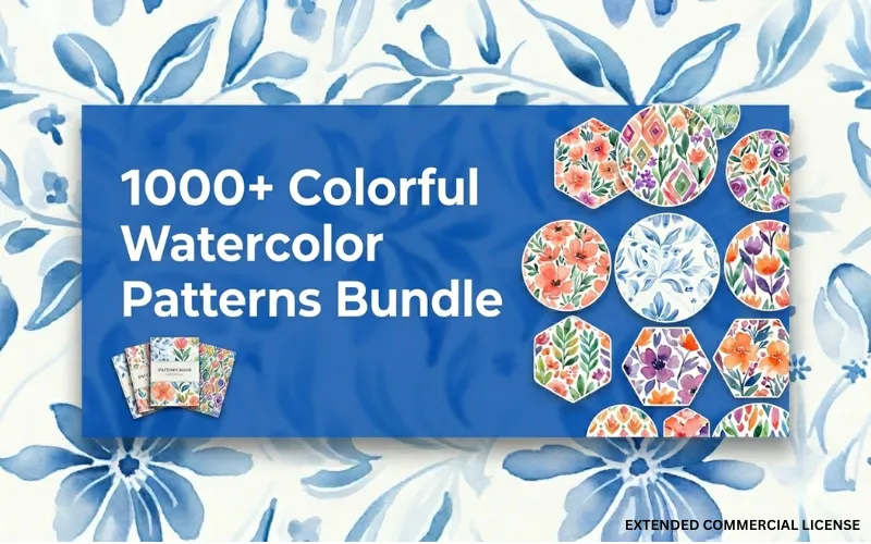1000+ Colorful Watercolor Patterns Bundle — Extended License