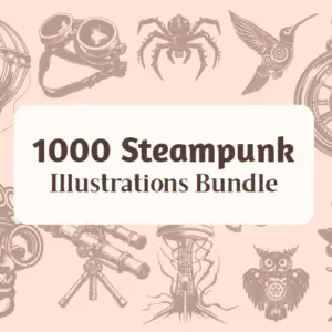1000 Steampunk Illustrations Bundle — Extended License