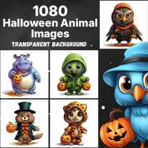 1080 Halloween Animal Images — Extended License (6 words)