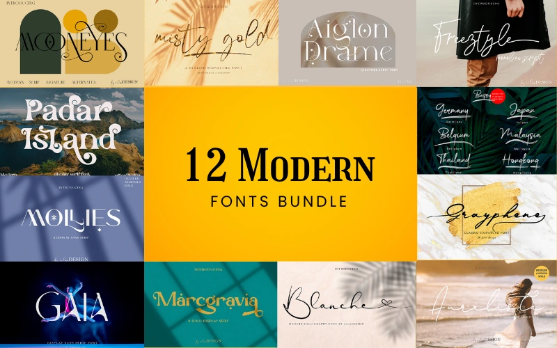 12 Modern Fonts Bundle — Commercial License
