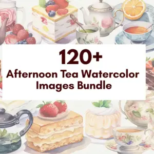 120+ Afternoon Tea Watercolor Images Bundle