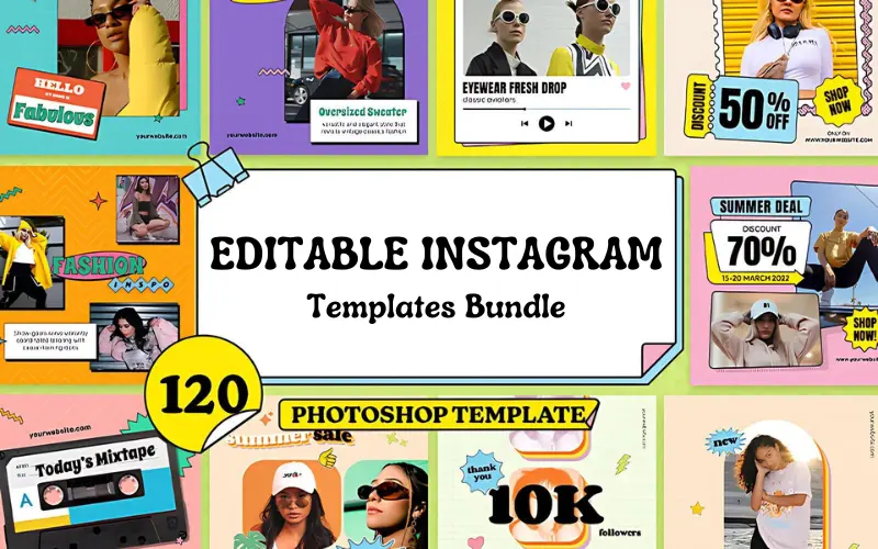120 Editable Instagram Photoshop Templates