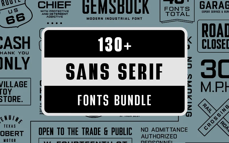 130+ Sans Serif Fonts — Extended License