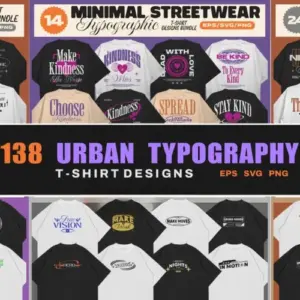 138 Urban Typography T-Shirt Designs Commercial License