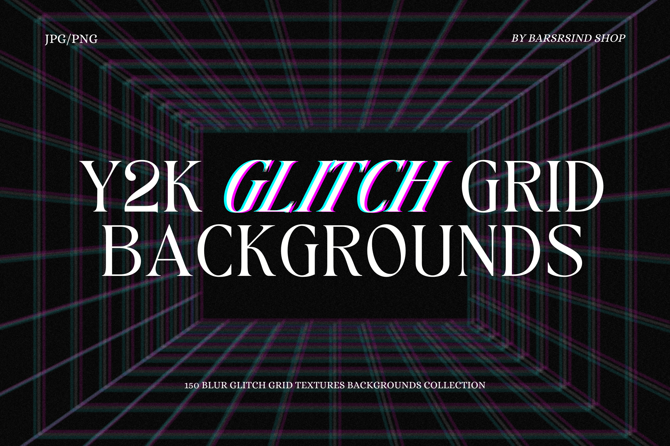 150 Y2K Glitch Grid Backgrounds — Extended License