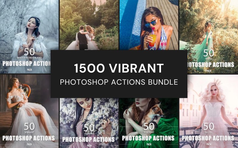 1500 Vibrant Photoshop Actions Bundle — Extended License