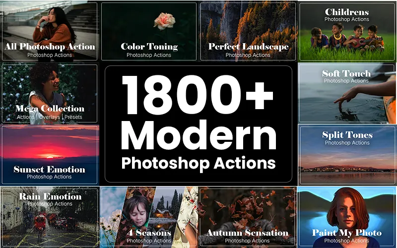 1800+ Modern Photoshop Actions Bundle — Extended License