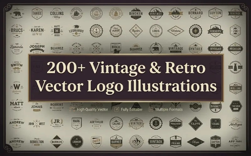 200+ Vector Logo Bundle — Commercial License