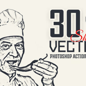30 Vector Sketch Photoshop Actions — Extended License