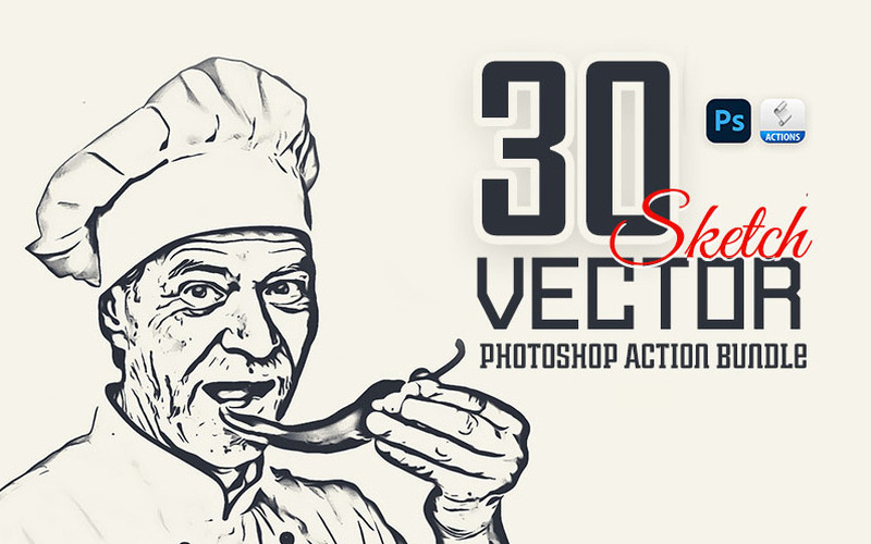 30 Vector Sketch Photoshop Actions Extended License DealsDrean 30 Vector Sketch Photoshop Actions Extended License