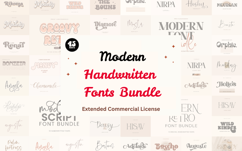 4-in-1 Modern Handwritten Fonts Bundle (Extended License)