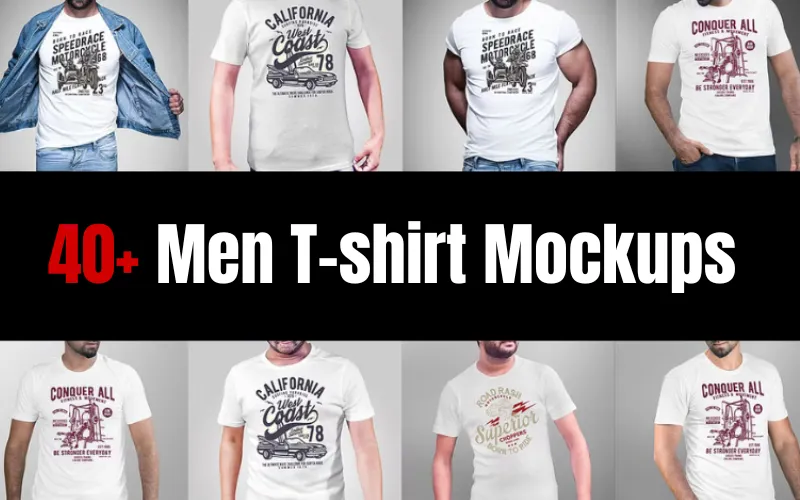 40+ Men's T-Shirt Mockups Bundle — Extended License