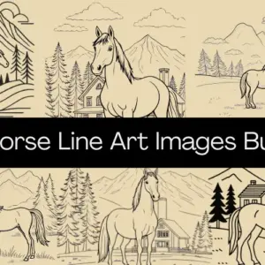 50 Horse Line Art — Commercial