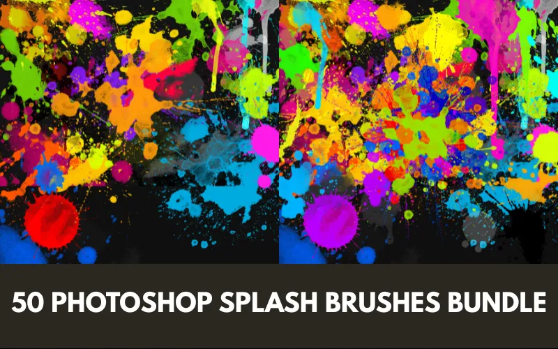 50 Photoshop Splash Brushes Bundle – Extended License
