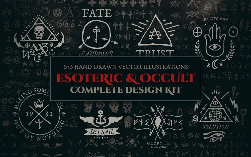 573 Hand Drawn Spiritual Symbols Extended License