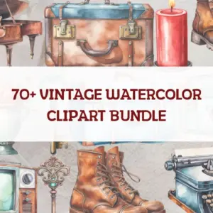 70+ Vintage Watercolor Clipart Bundle — Commercial License