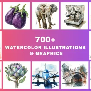 700+ Digital Watercolor Graphics Bundle — Commercial License