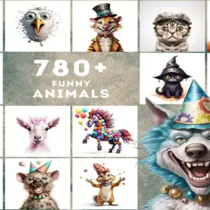780+ Funny Animal Image Pack — Extended License
