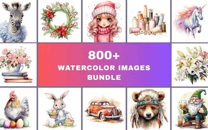 800+ Watercolor Images — Commercial License