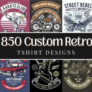 850 Retro T-Shirt Designs — Commercial License