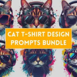 Cat T-Shirt Design Prompts — Commercial License (6 words)