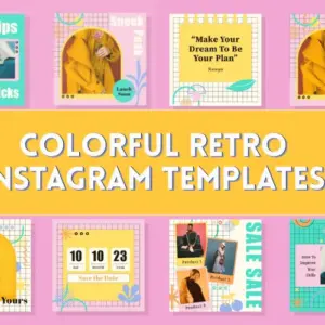 Colorful Retro Instagram Templates — Extended License