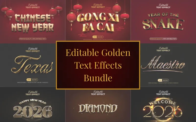 Editable Golden Text Effects — Commercial License