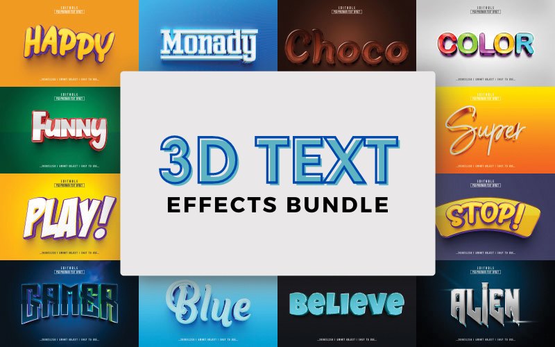 Free 3D Text Effects Bundle — Extended License