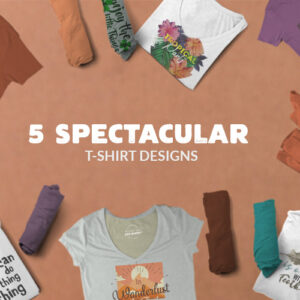 Free 5-Pack T-Shirt Design Bundle (5 words)