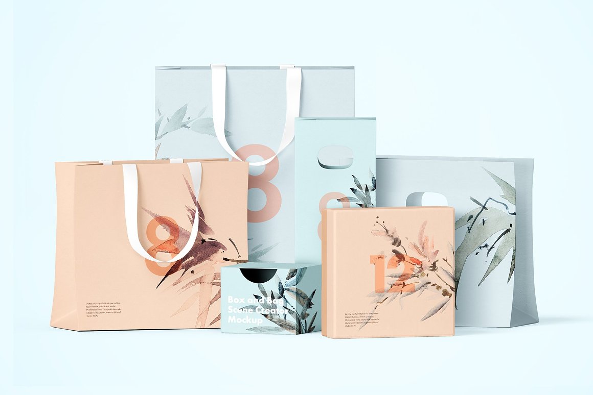 Free Box and Bag Scene Creator Mockup