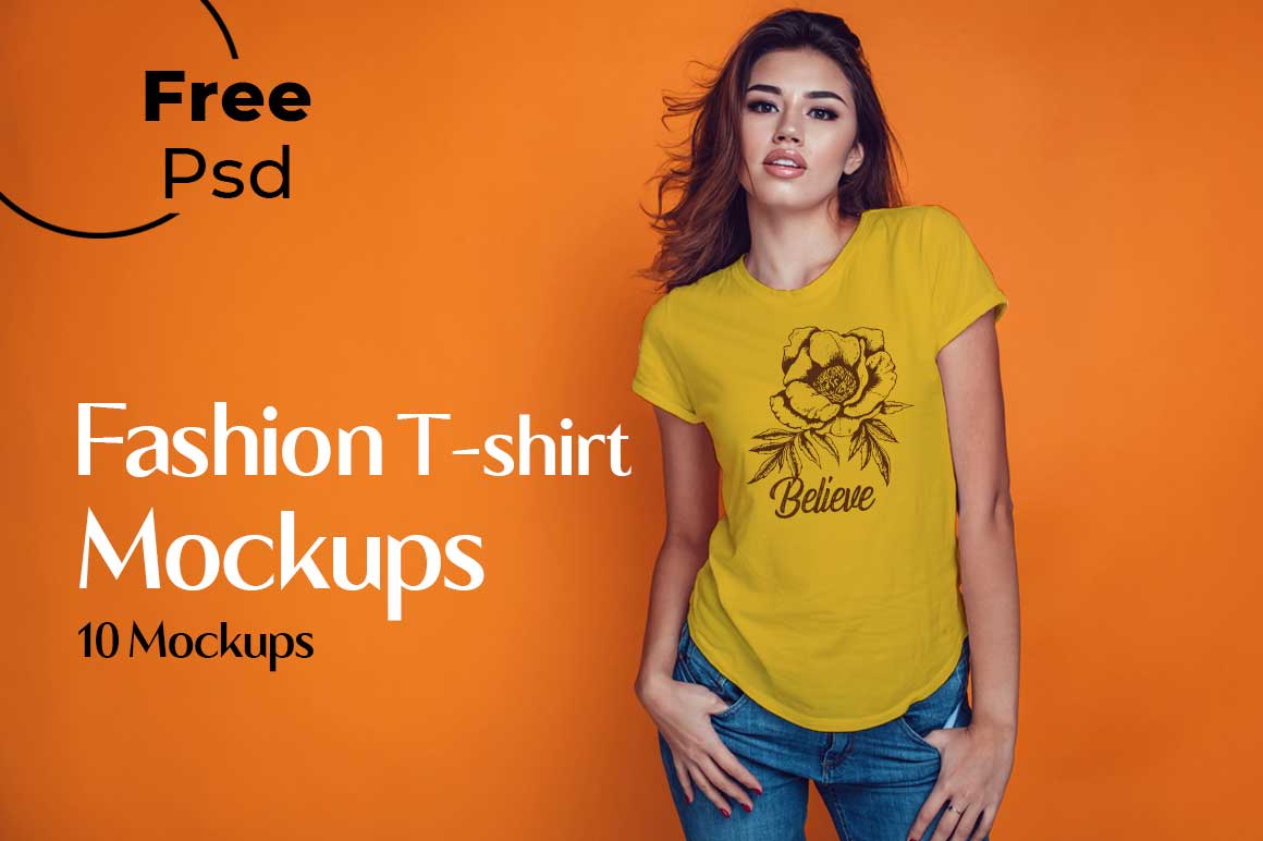 Free Fashion T-Shirt Mockup Bundle