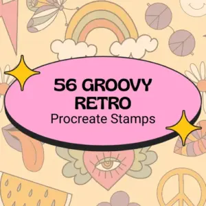 Groovy Retro Procreate Stamps — Extended License