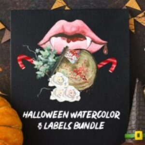 Halloween Watercolor Labels Bundle Extended License