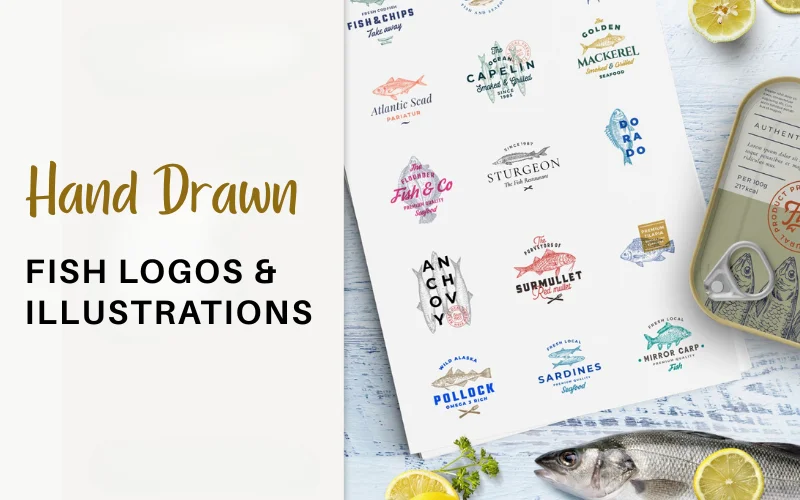Hand Drawn Fish Logos — Extended License