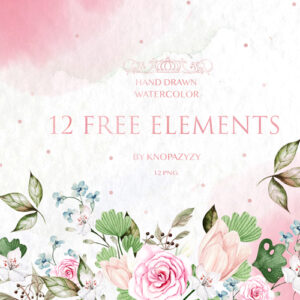 Hand Drawn Watercolor Floral Elements Freebie