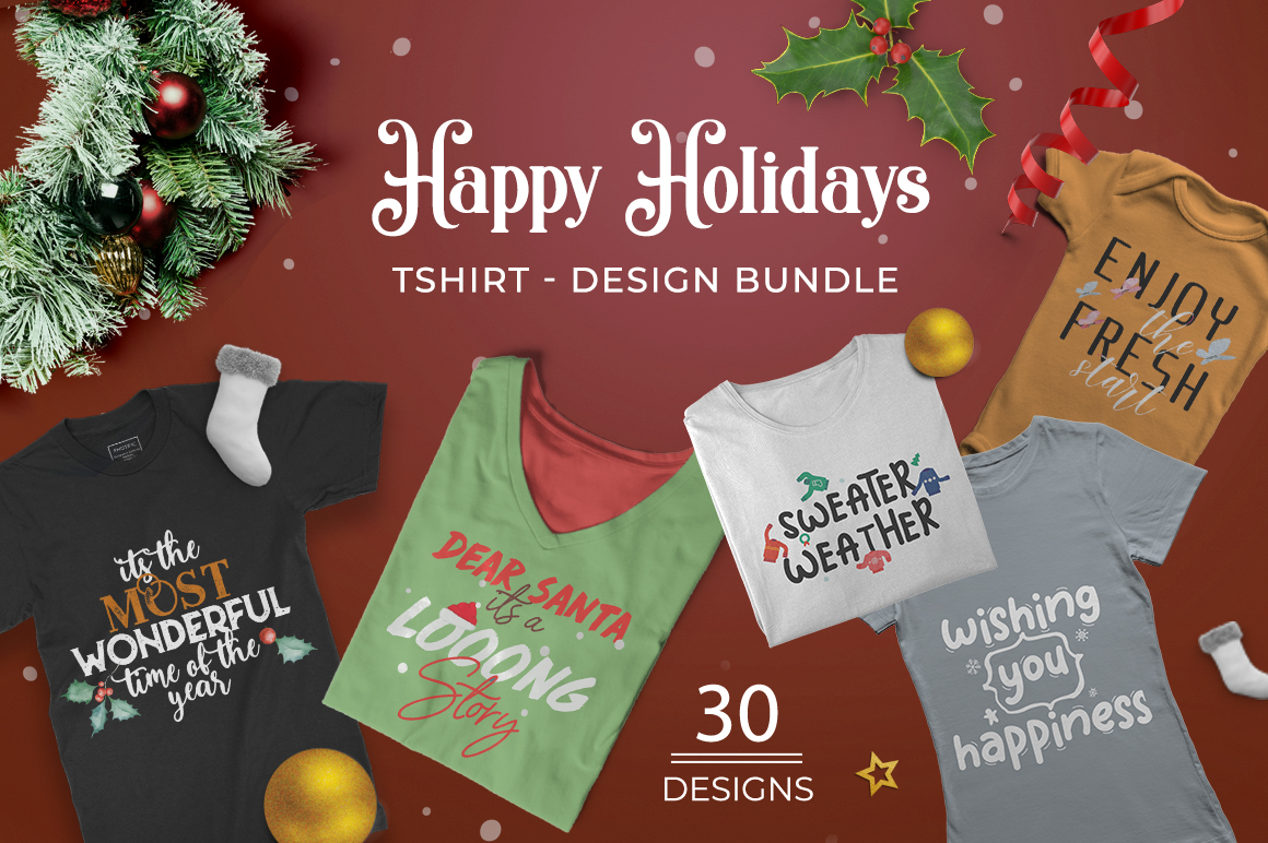 Happy Holiday T-Shirt Design Bundle Freebie