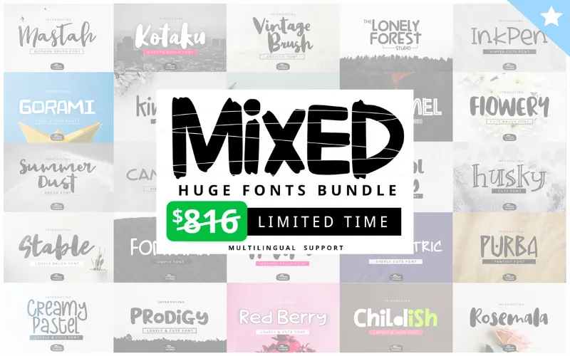 Huge Mixed Font Bundle — Commercial License