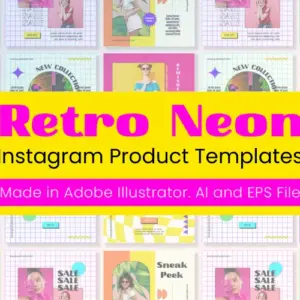 Retro Neon Instagram Templates Extended License