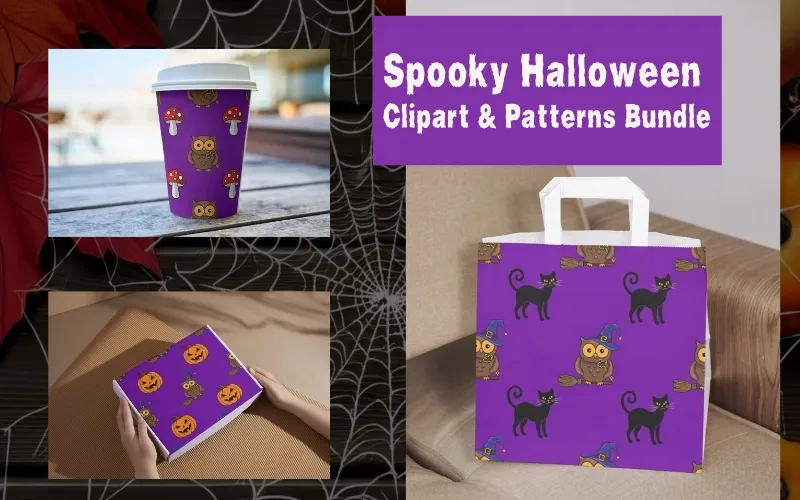 Spooky Halloween Clipart and Patterns (Commercial)