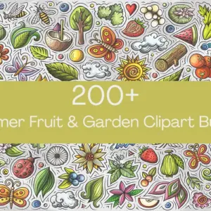 Summer Fruit and Garden Clipart Bundle (Commercial)