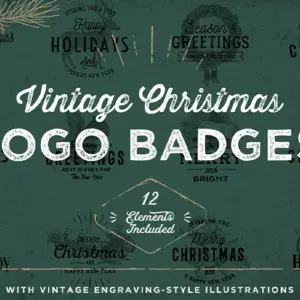 Vintage Christmas Logo Badge Bundle