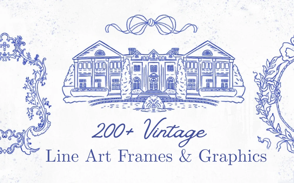 Vintage Line Art Frames — Extended License